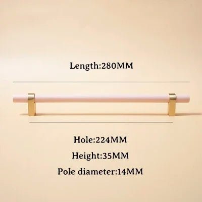 5" Pink Wood & Brass Handles – Modern Pulls for Cabinet Drawers