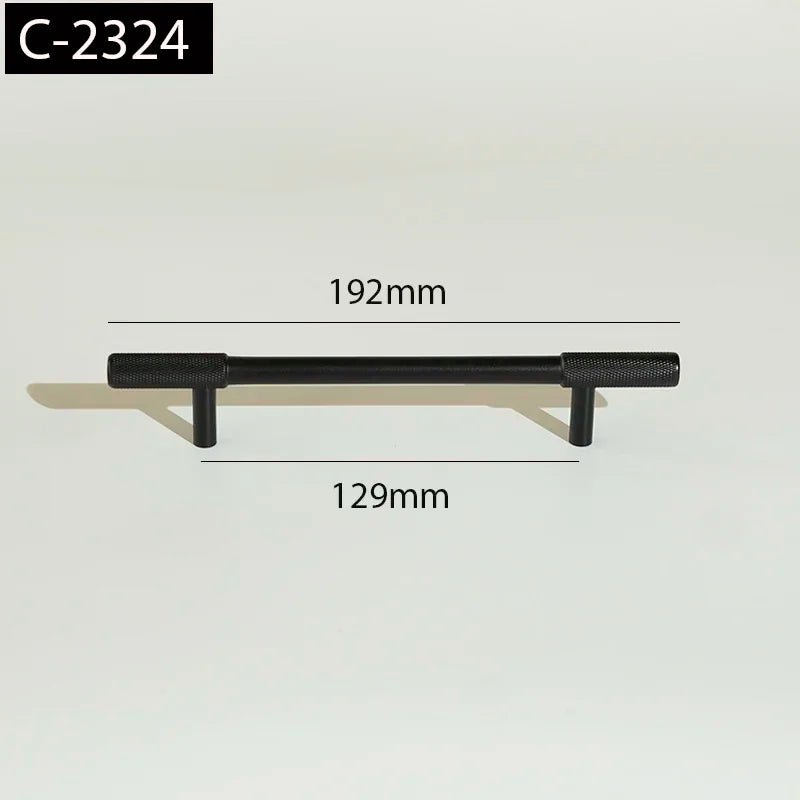 Modern Satin Brass Knurled T-bar Handles for Cabinet Design