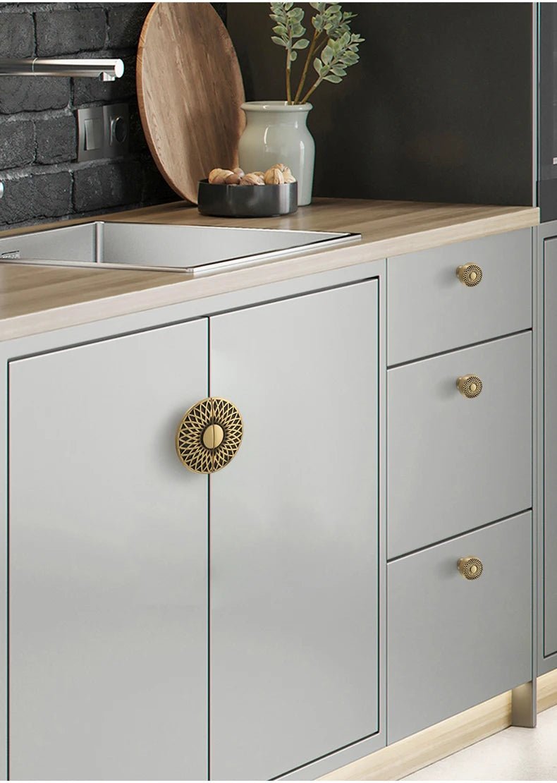 Elegant Semi-Circular Brass Pulls for Cabinets and Drawers