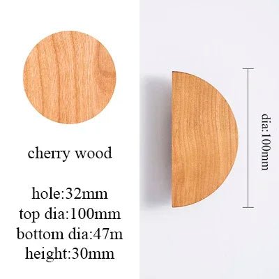 Natural Walnut & Ash Wooden Pulls – Semicircle Drawer Knobs