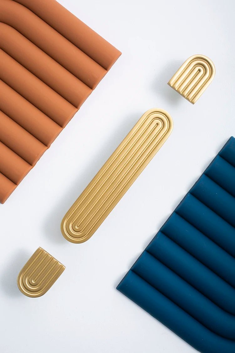 Sleek Solid Brass Handles for Cabinets – Unique Line Door Knobs