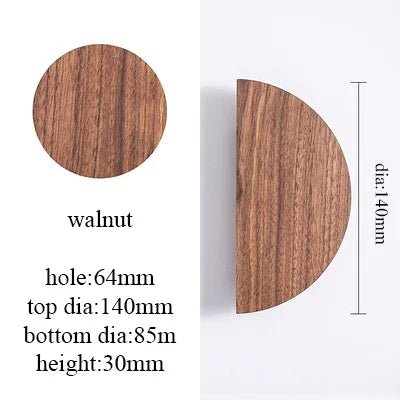 Natural Walnut & Ash Wooden Semicircle Drawer Pulls for Cabinets