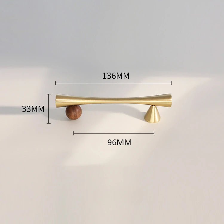 Sleek Art Deco Brass & Wood Handles – 5" Pulls for Drawers