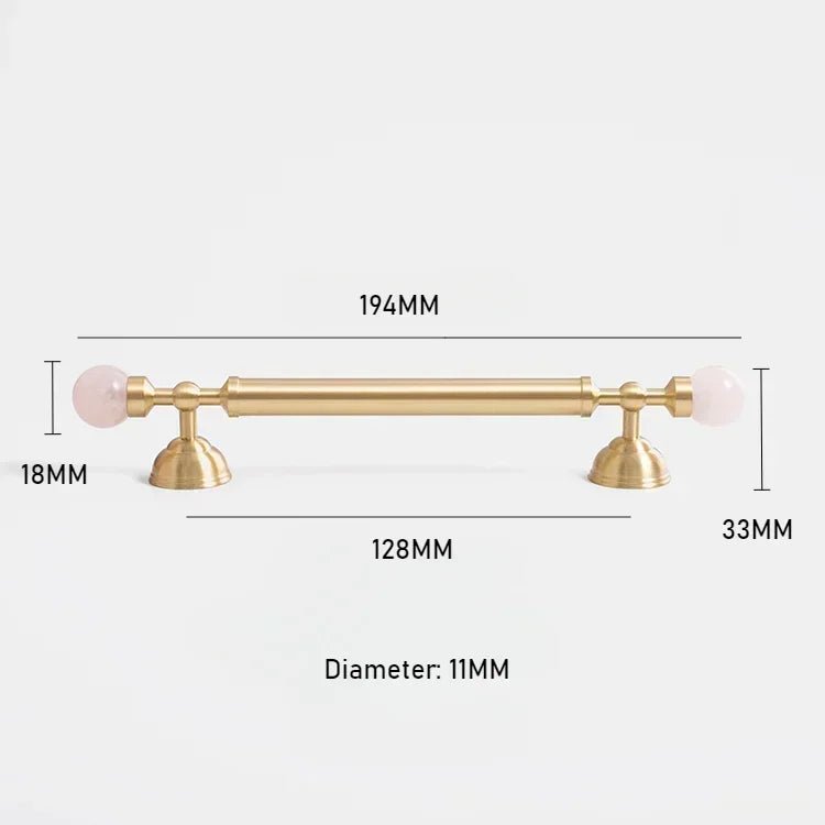 Elegant 5" Brass & Pink Crystal Pulls – Cabinet Handles for Drawers