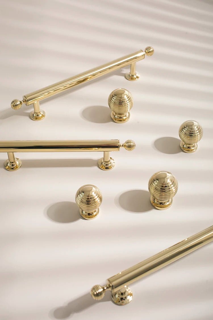 Sleek European Gold Brass Cabinet Knobs – 6.3" Pulls for Drawers