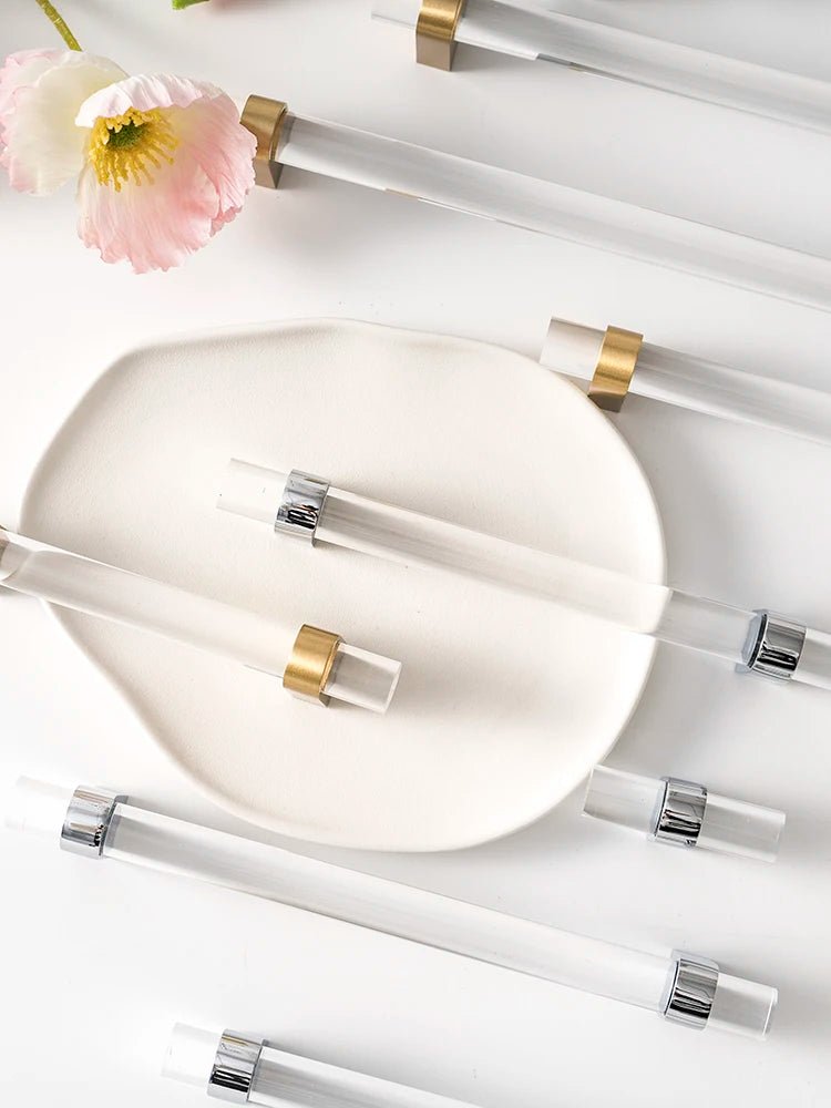 Acrylic & Brass Cabinet Knobs – 10" Pulls