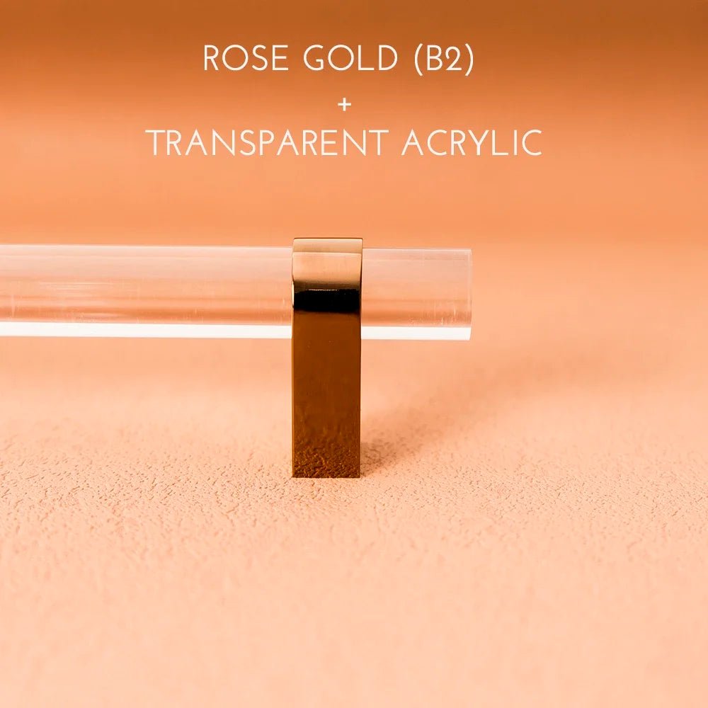 Luxury Acrylic and Rose Gold Brass Knob for Cabinet Handles