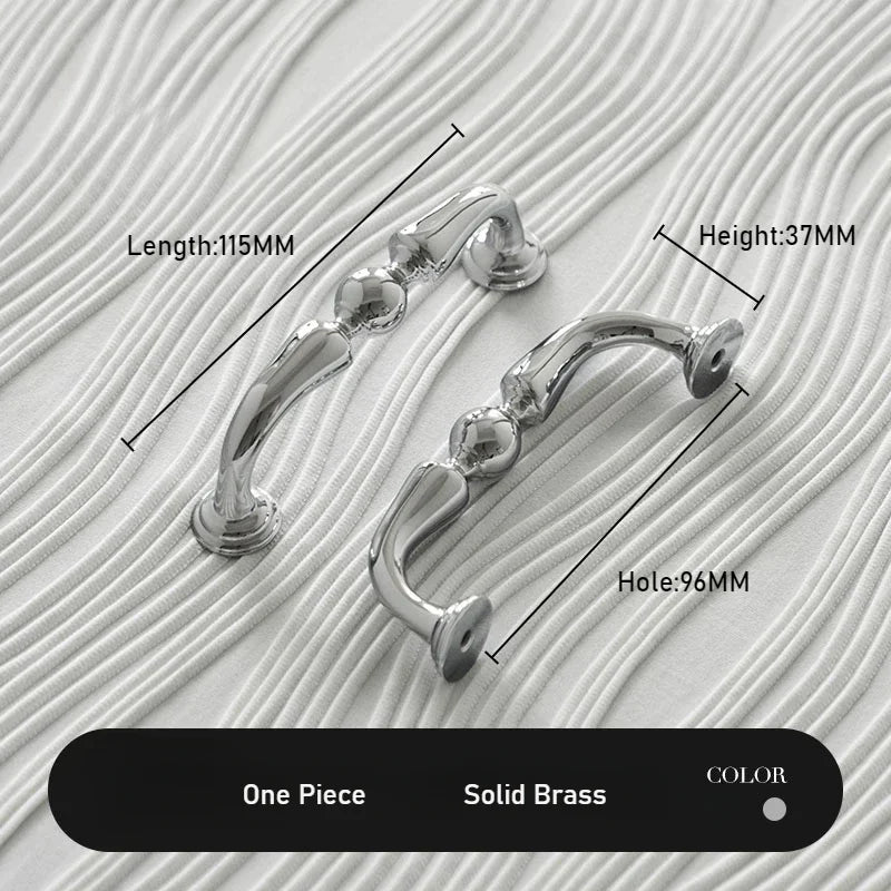 Art Deco Brass Knobs – Bright Silver Pull Handles for Drawers