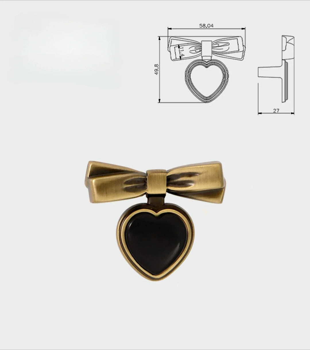 Bow Shape Retro Bronze Love Handles – Elegant Dresser Pull Knobs