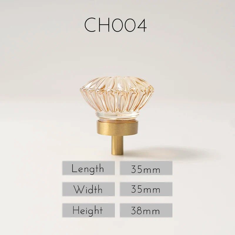 Elegant Crystal Faceted Knobs – Brass Base Pull Handles for Cabinets