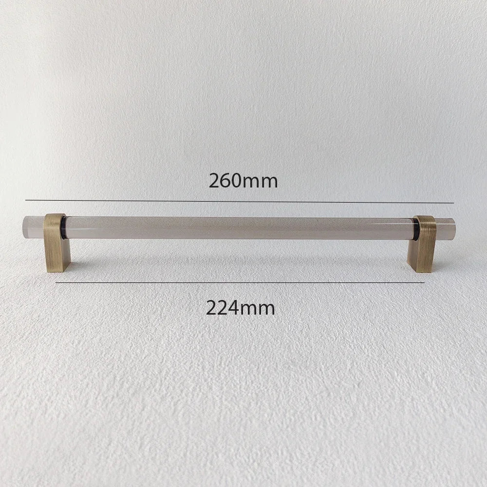 Elegant Brass Handles with Smoky Gray Acrylic Pulls