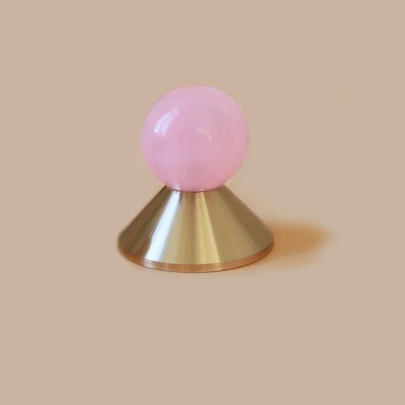 Pink Marble Cabinet Knob – Luxury Brass Pull  