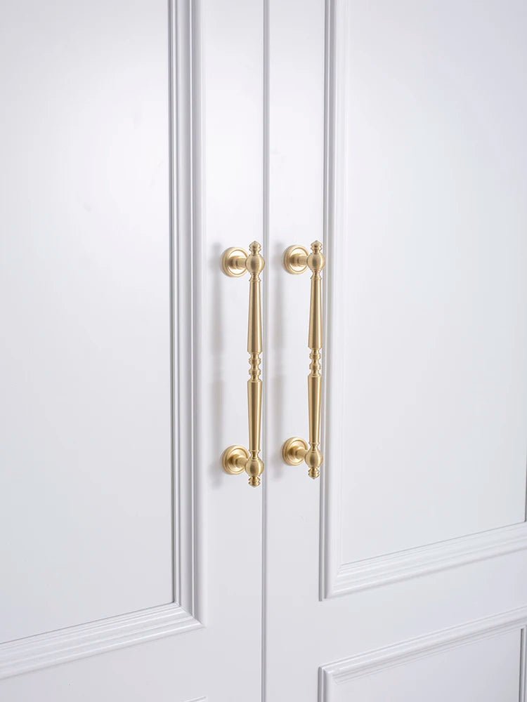 Elegant European Brass T-Bar Drawer Knob with Vertical Lines
