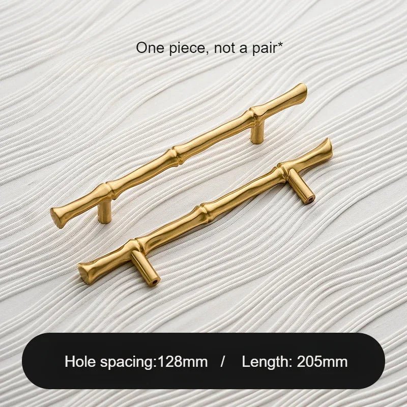 Luxury Bronze Bamboo Brass Handles – 5" T-Bar Pulls for Furniture