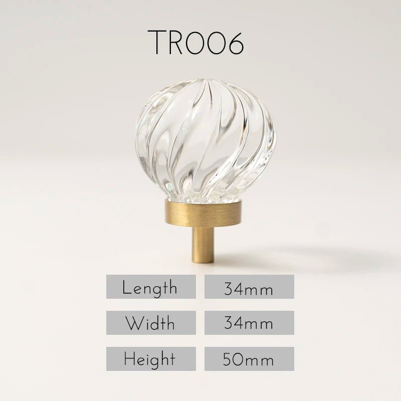 Elegant Brass Base Crystal Faceted Knobs – Pull Handles for Drawers