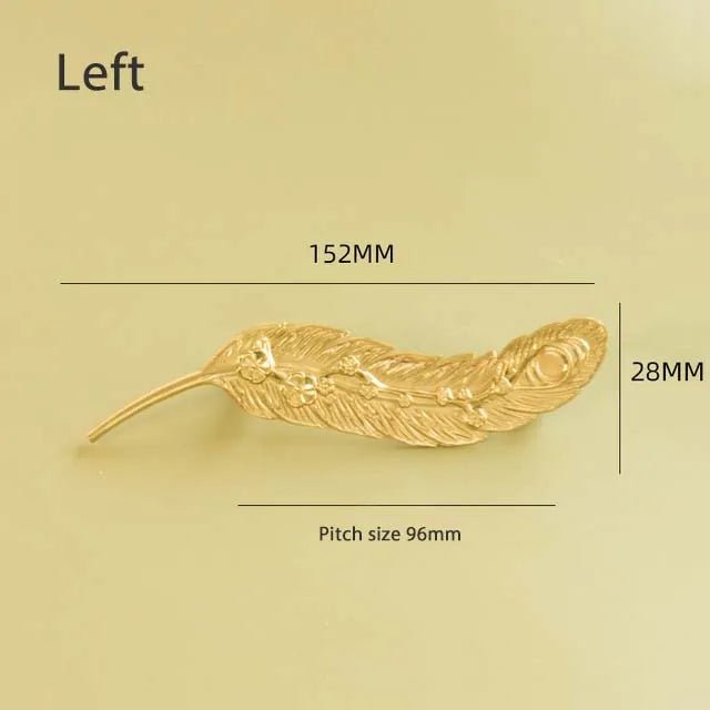 Sleek Feather Brass Knobs – Gold Drawer Pulls for Modern Cabinets