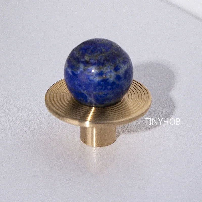 Green Stone Brass Base Cabinet Knobs – Luxury Pull Handles for Drawers