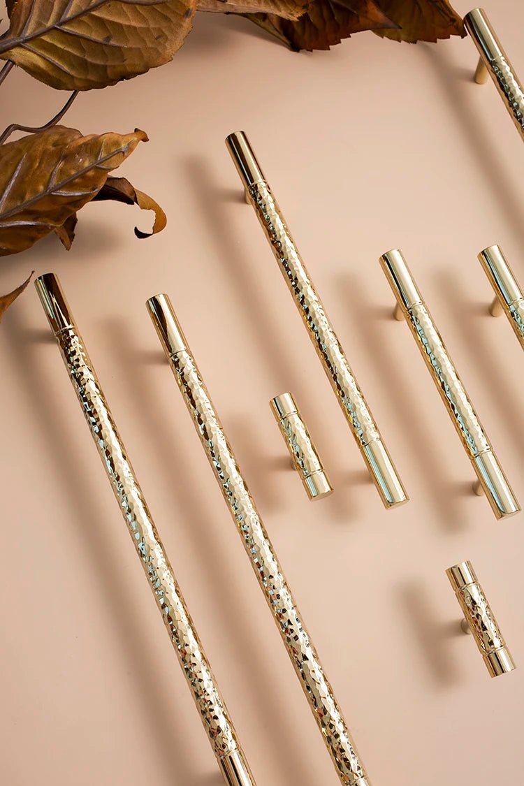 Stylish Hammered Brass T-Bar Pulls for Cabinets and Drawers