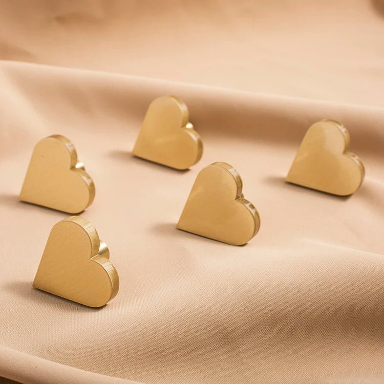 Luxury Heart-Shaped Brass Knobs – Romantic Decor for Elegant Cabinets