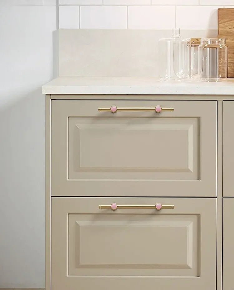 Jade and Brass Drawer Pull - Adjustable Design