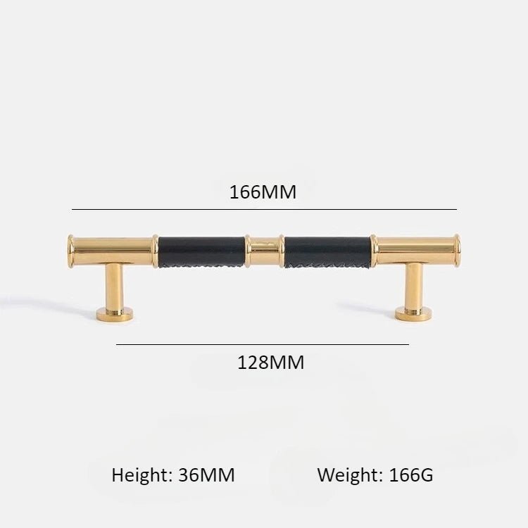 Sleek Leather & Brass Pull Handle – Modern Drawer Handle for Stylish Design