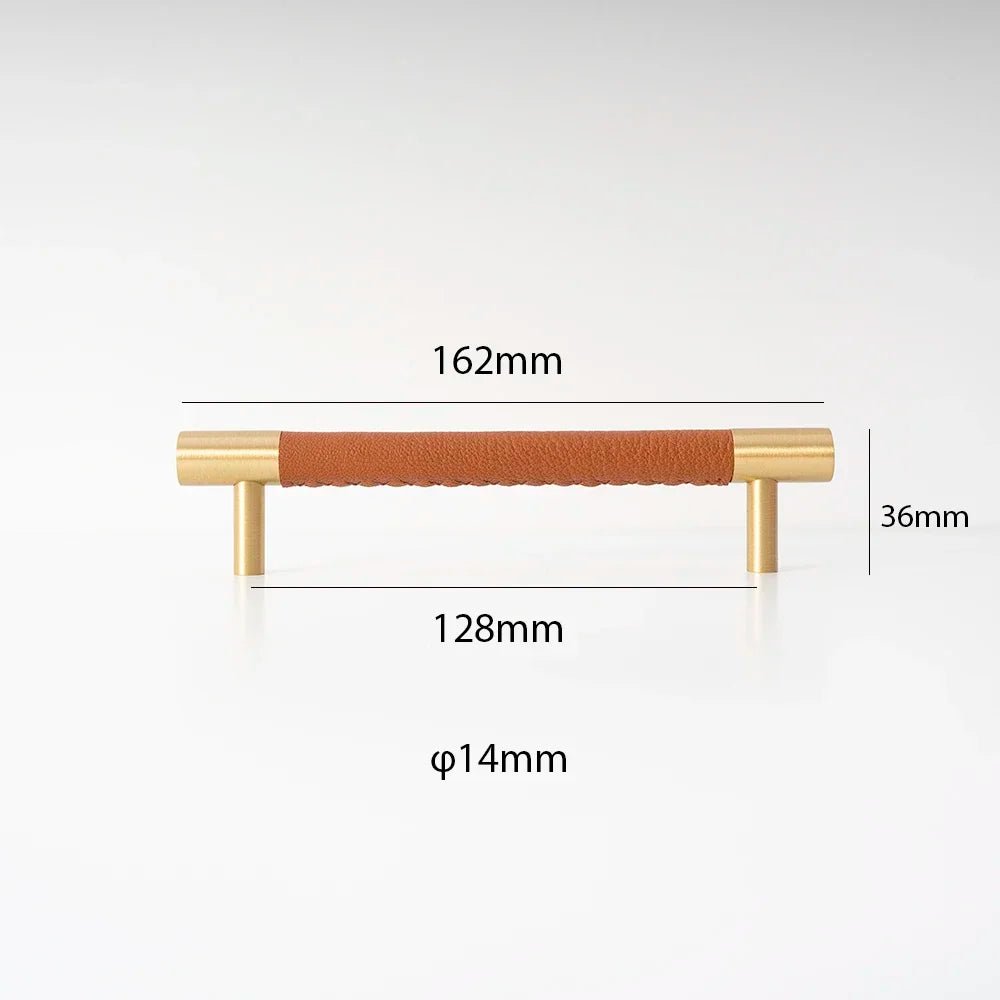 Elegant 7.5" Leather & Brass Pulls – Cabinet Handles for Furniture