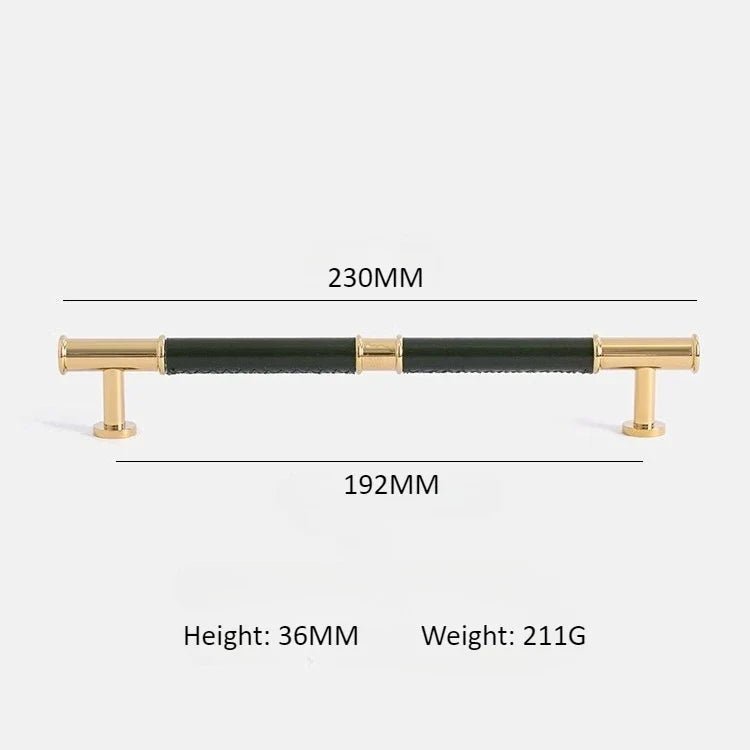 Sleek Leather & Brass Pull – Modern Handle for Stylish Furniture Design