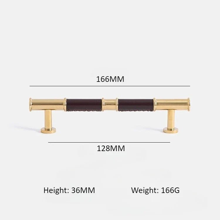 Stylish Leather & Brass Drawer Pulls – 5" Handles for Cabinet Design