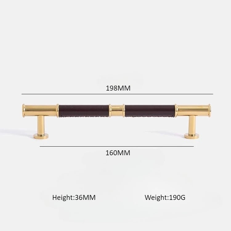 Durable Leather & Brass Pull Handle – Modern Drawer Handle for Stylish Cabinets