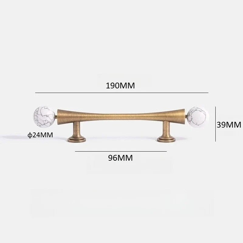 Contemporary Marble & Brass Knobs – Vintage Bronze Pull Handles for Drawers