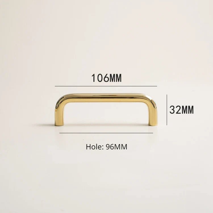 Minimalist Brass Handles with Gold Finish for Cabinets 5"-12.6"