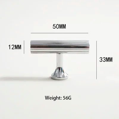 8.8" Modern Chrome T-Bar Pulls – Solid Brass Handles for Contemporary Design