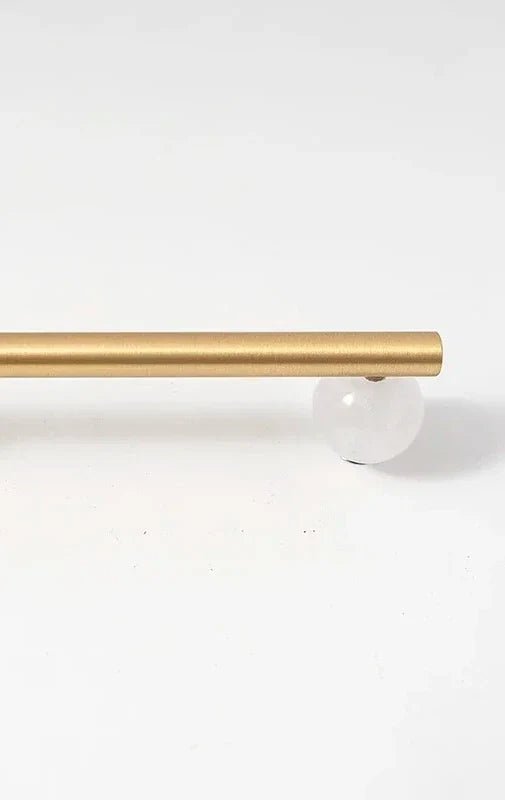 Sleek Nordic Art Natural Marble + Brass Cabinet Drawer Pull