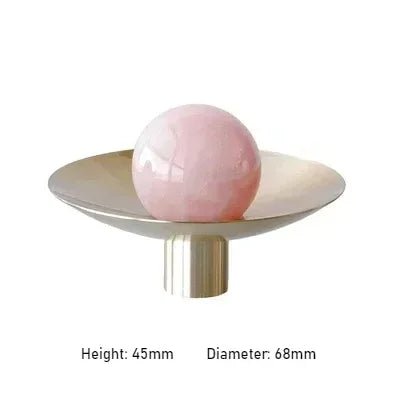Stylish Natural Stone & Brass Pull Handles with Pink Crystal Knob