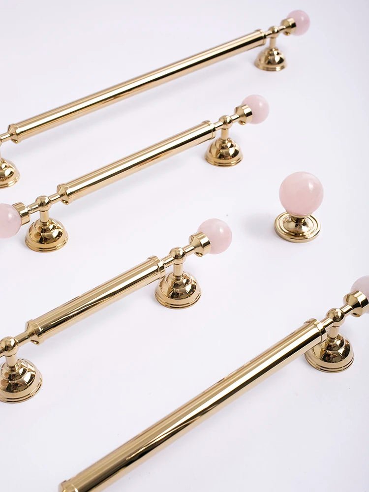 Stylish Pink Crystal Brass Knobs – Glam Handles for Modern Cabinets