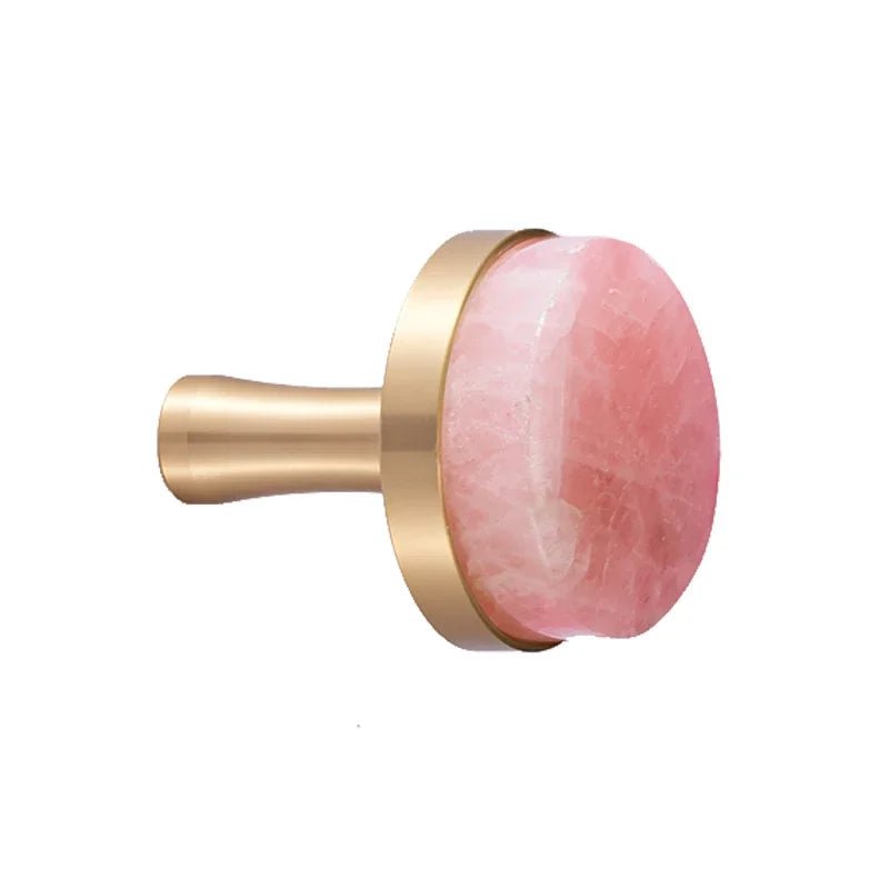 Sleek Pink Crystal Knobs – Brass Accent Pulls for Modern Cabinets