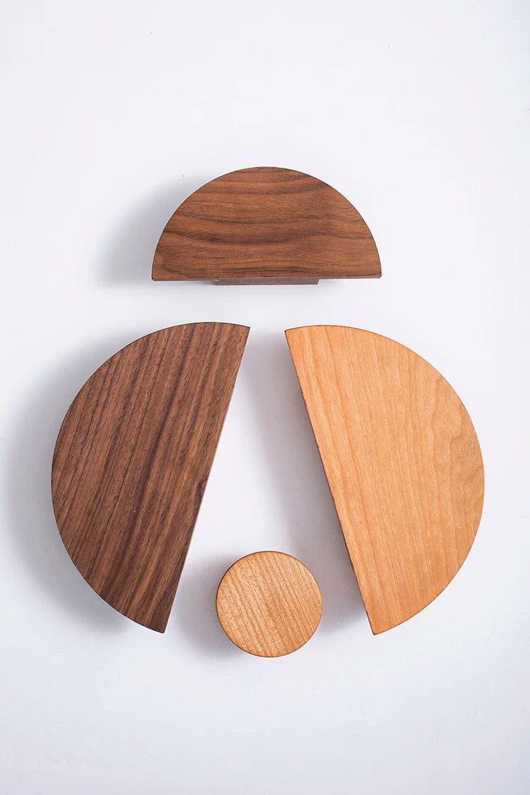 Modern Semicircle Wooden Knobs – Walnut & Ash Pulls for Furniture