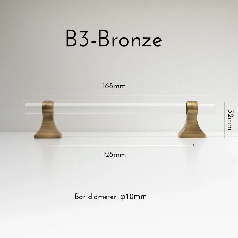 Luxury Brass Accent Pulls with Smoky Gray Acrylic Handles