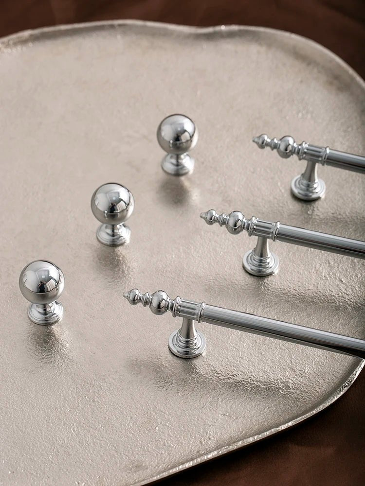 Solid Brass Cabinet Knobs – Bright Silver Luxury Handles