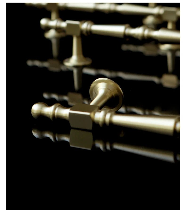 Solid Gold Knobs for Modern T-Bar Brass Cabinet Pulls