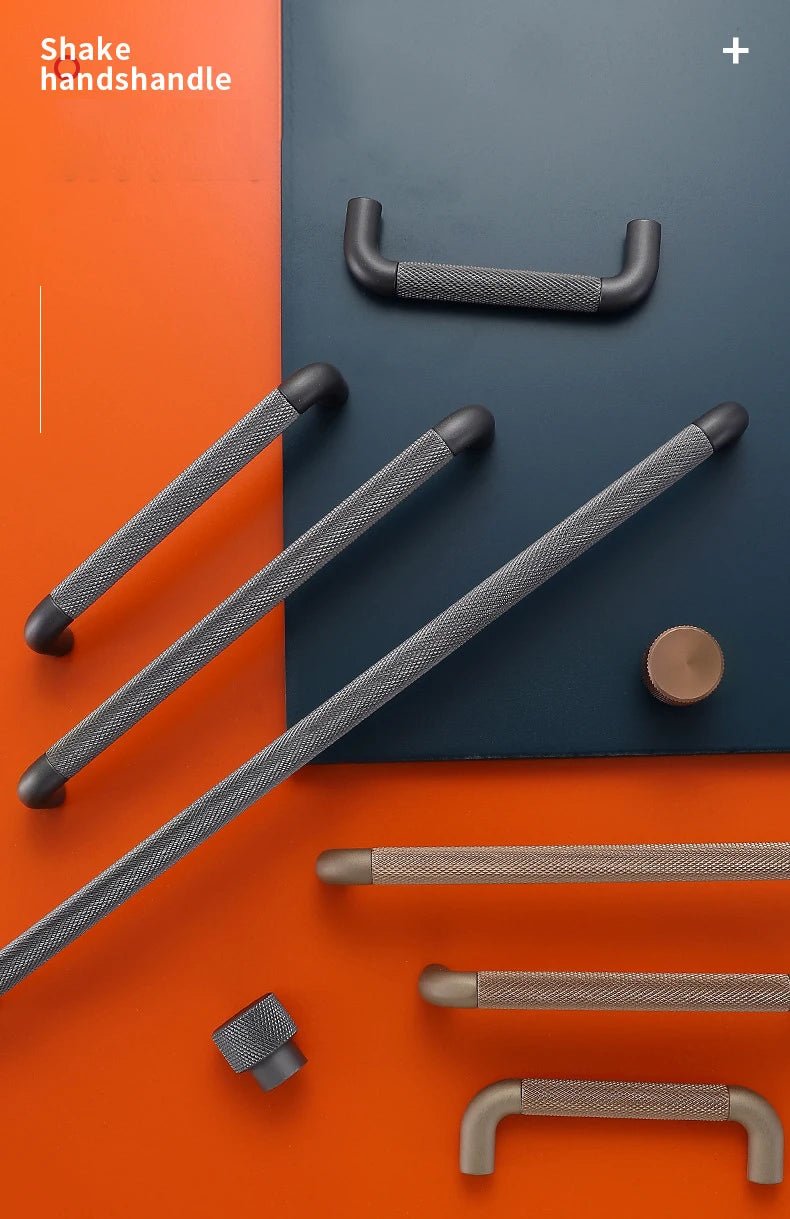 Premium Gray & Brown Aluminum Cabinet Handles with Texture