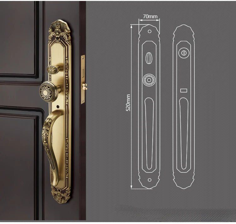 European Brass Door Lock – Villa Entry Handle Set