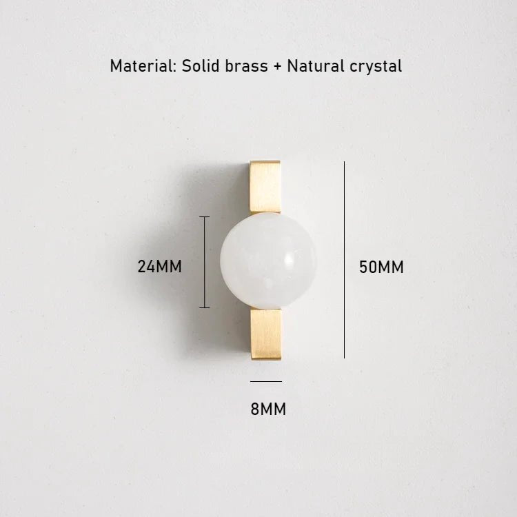 White Crystal Ball + Brass Cabinet Knobs – Modern Furniture Pulls
