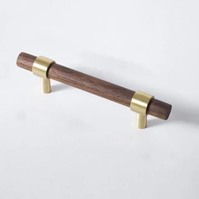 High-Quality Wood + Brass T-Bar Cabinet Handle with Modern Wooden Knob