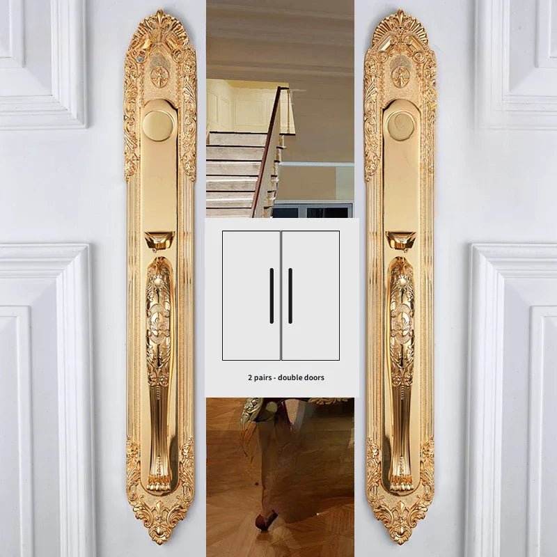 Elegant Villa Entry Door Lock – European Brass Handle Set Design