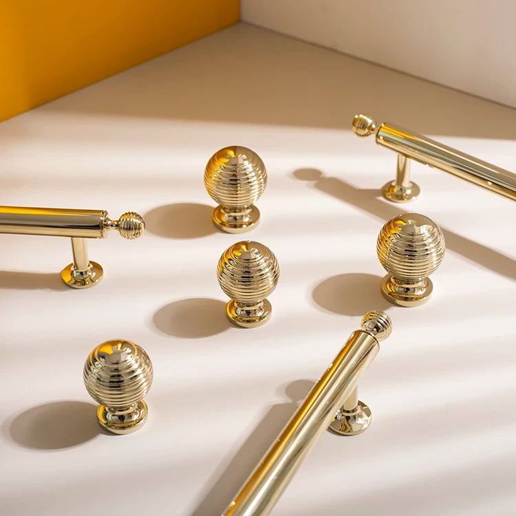 Premium European Gold Brass Knobs – 6.3" Pull Handles for Cabinets
