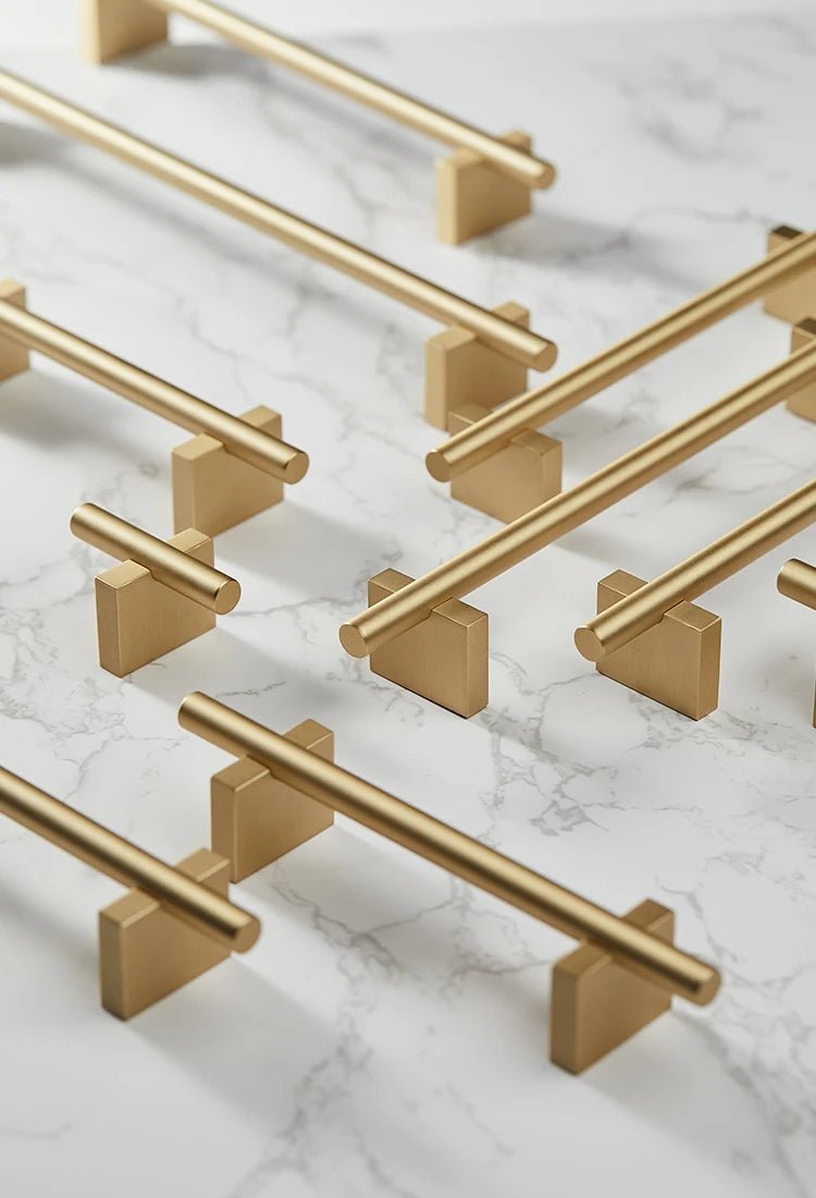 Gold T-Bar Pull - European Brass Cabinet Handle