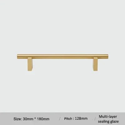 European T-Bar Cabinet Pull - Gold Brass 8.8"