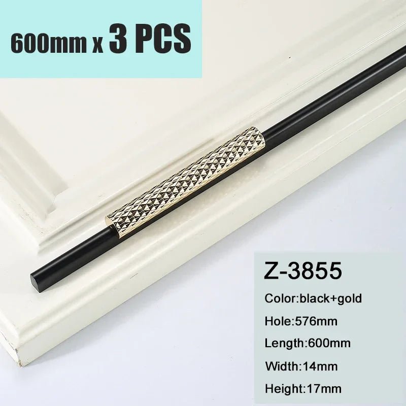 Stylish 40" Black/Gold Aluminum Handles for Contemporary Cabinets