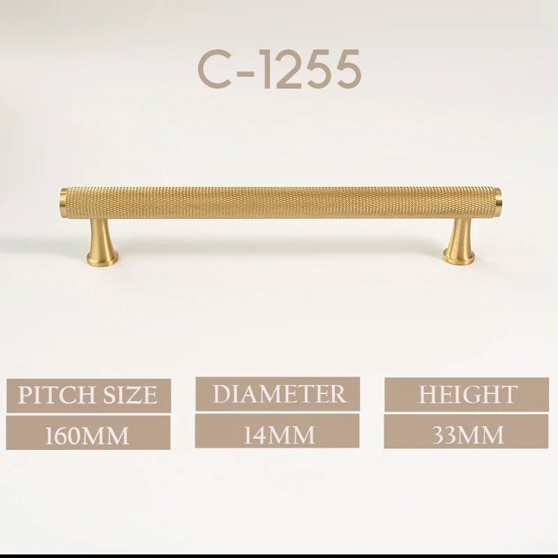 Modern Gold Cabinet Handle with Knurled Finish  